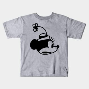 Running Cartoon Girl Mouse Portrait from Steamboat Willie Kids T-Shirt